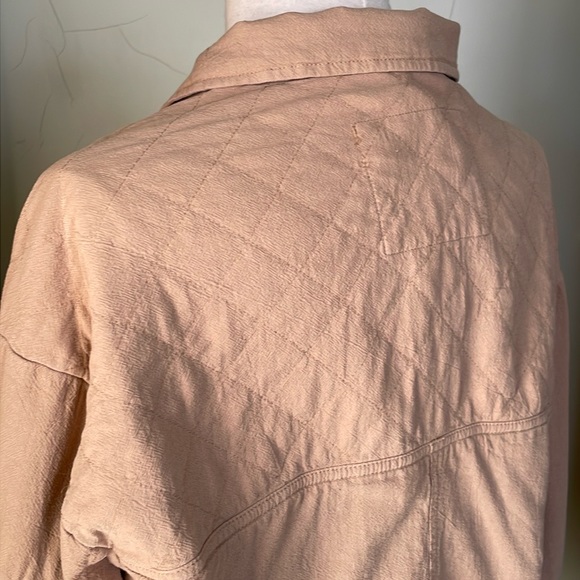 American Eagle 🦅 Beige Cotton Button Down Lightweight Bomber Jacket, Size L - Picture 12 of 16